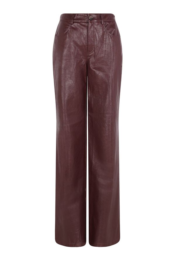 Cortefiel Pantalón efecto piel Vino