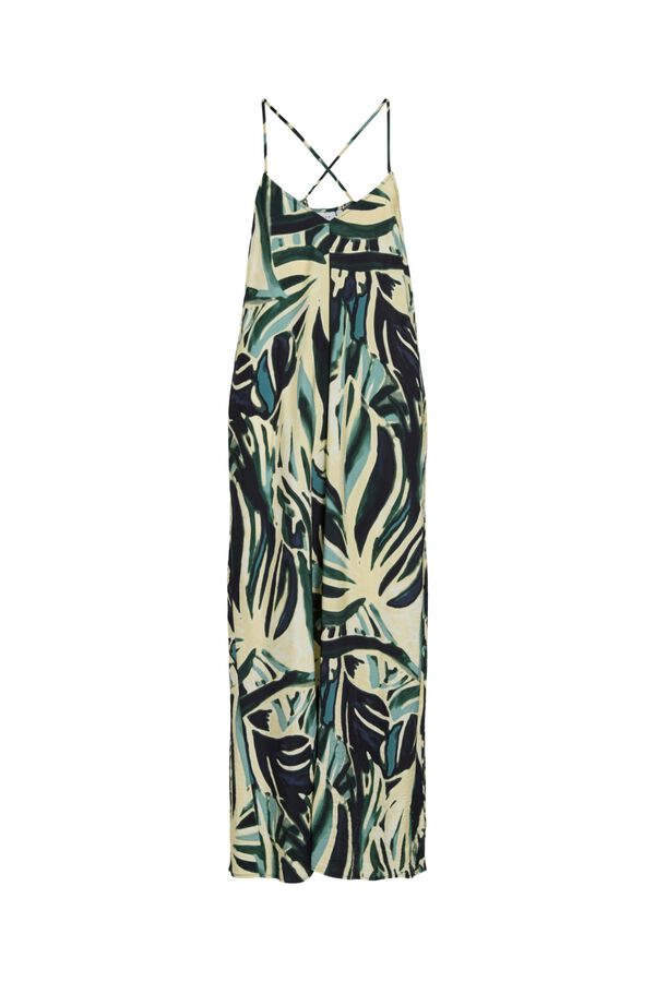 Vila Long viscose strap dress Dark green
