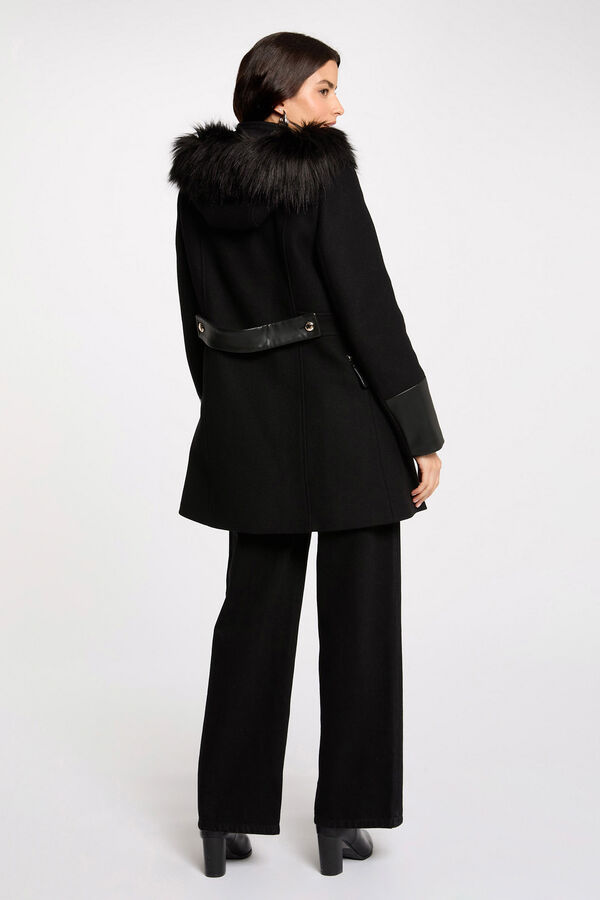 Morgan Abrigo recto con cremallera y capucha Negro