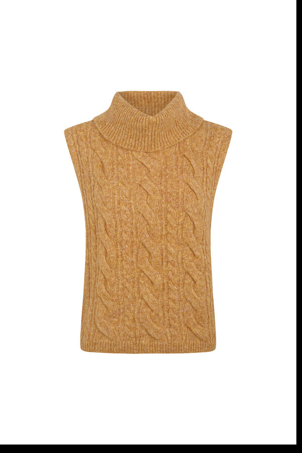 Cortefiel Braided knit gilet Gold