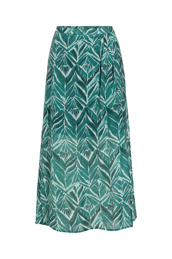 Vila Saia midi estampada em viscose Verde
