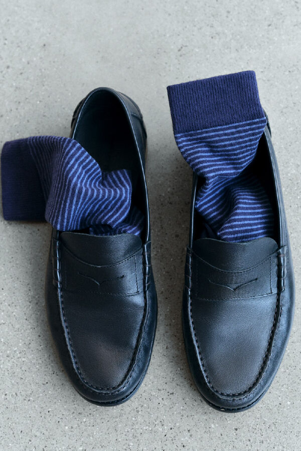 Cortefiel Leather penny loafers Black