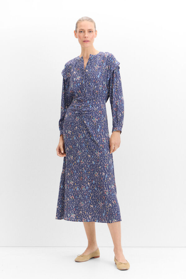 Cortefiel Vestido midi estampado Printed blue