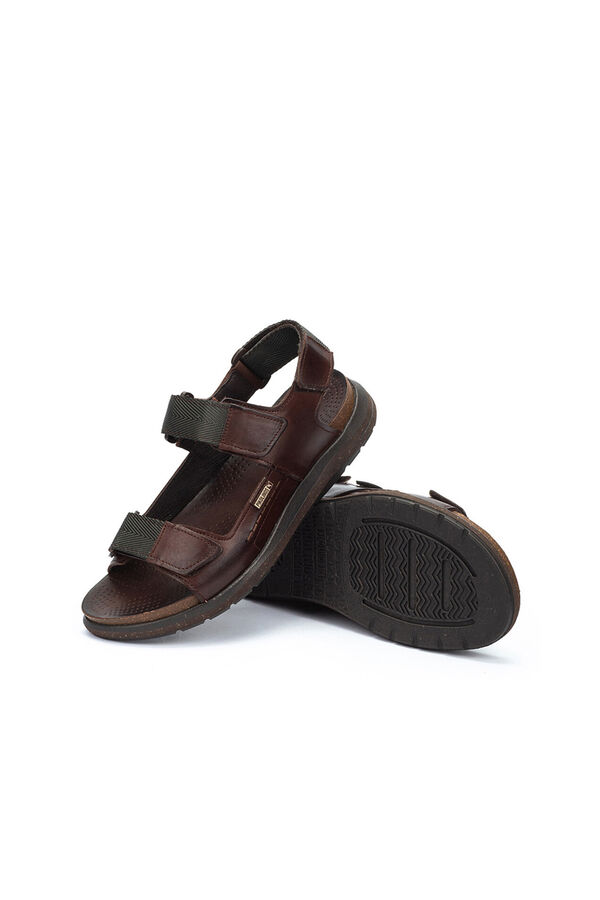 Pikolinos Men's flat sandals with adhesive fastening Dark brown