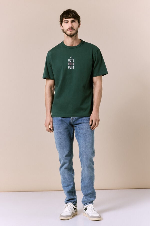 OOTO Washed T-shirt with logo Green