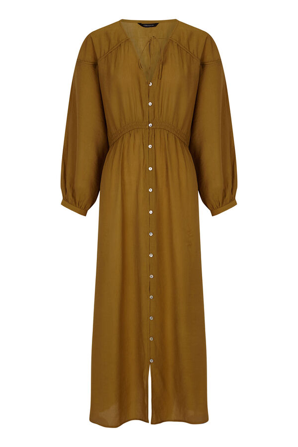 Cortefiel V dress with drawstring Yellow