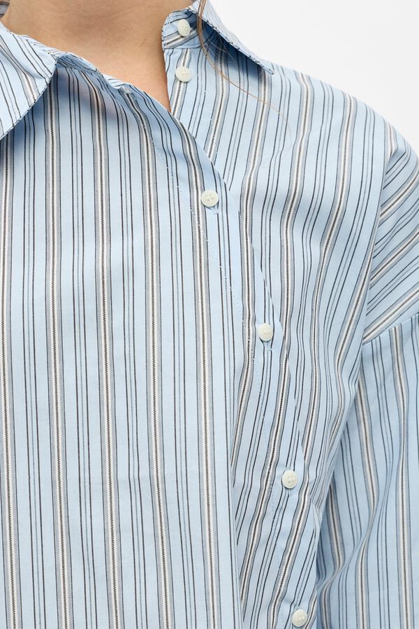 Object Camisa assim&eacute;trica &agrave;s riscas Azul