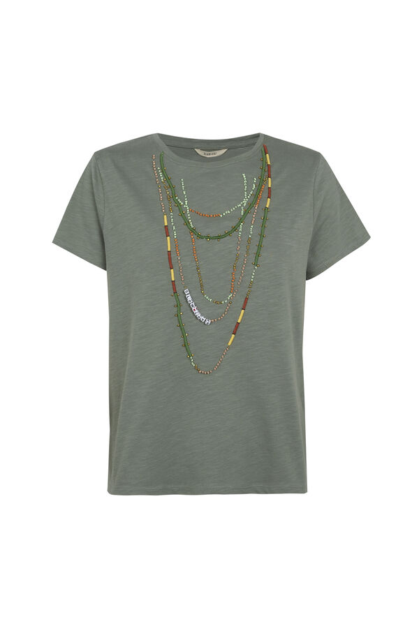 Slowlove Camiseta collar abalorios Verde
