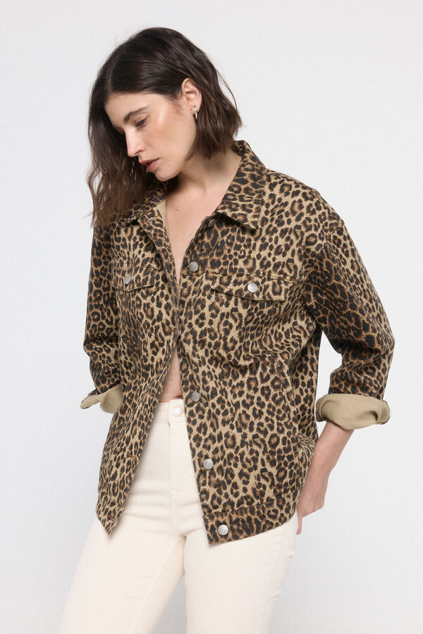 Vero Moda Jaqueta jeans com estampa animal Castanho