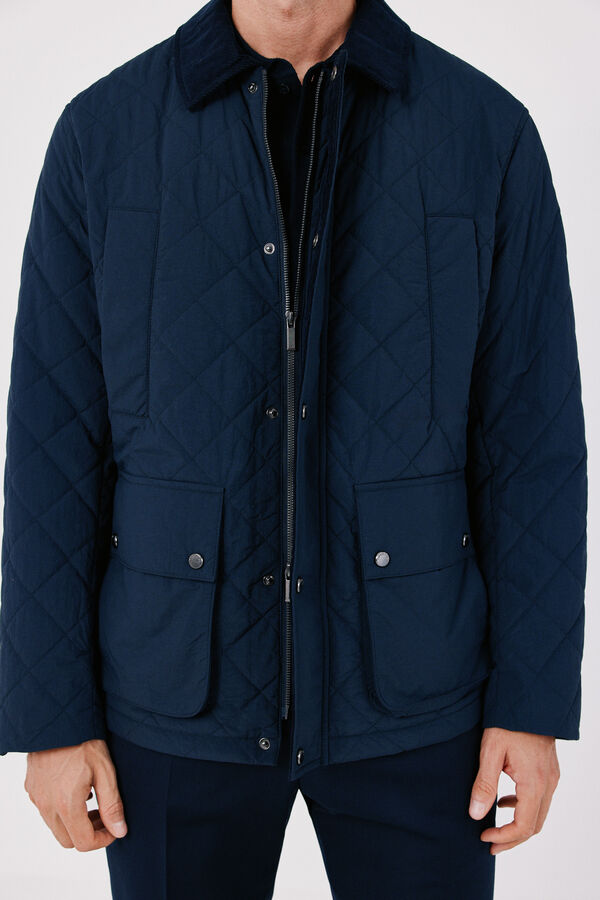 Cortefiel Diamond quilted jacket Navy