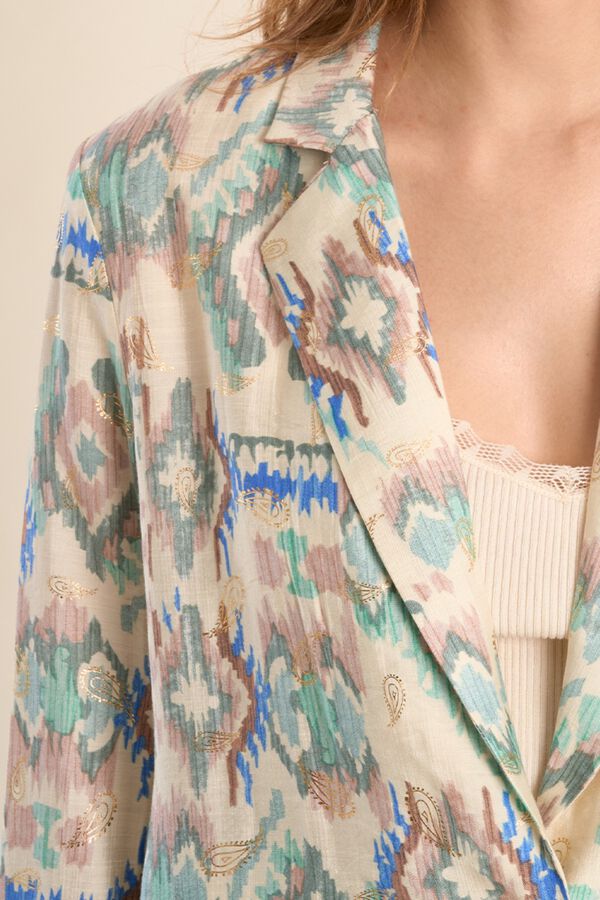 Molly Bracken Blazer de mulher de manga comprida estampado Verde