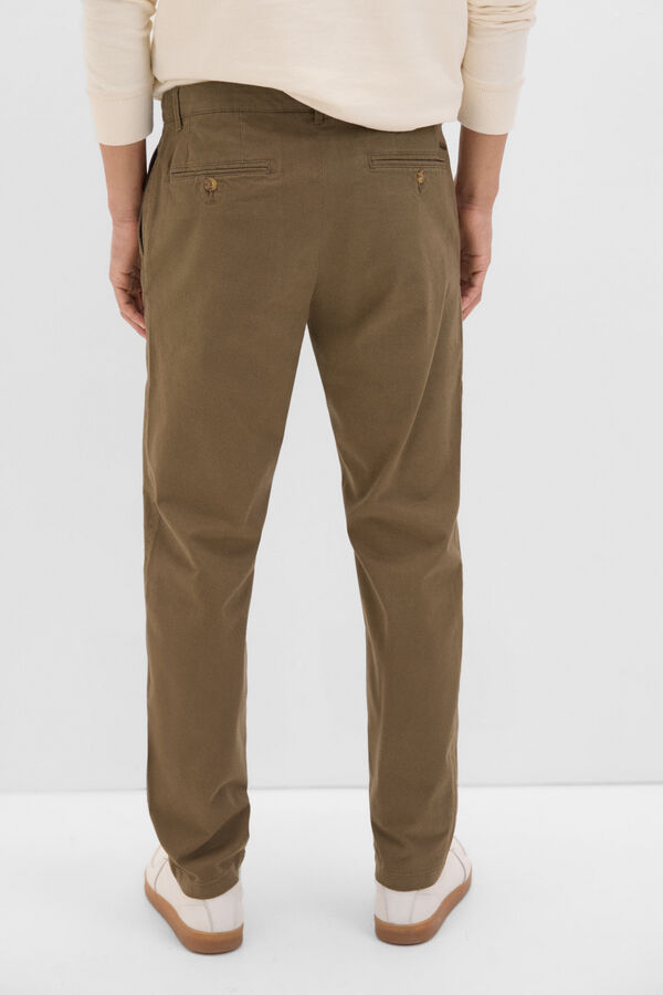 Cortefiel Slim fit printed chinos Kaki