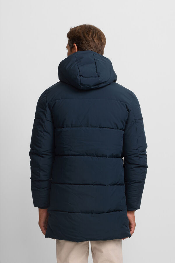 Silbon Casaco longo sobretudo com capuz Azul