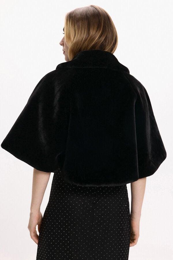 Vila Casaco de capa de pele sintética Preto