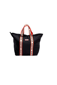 Hunter Mala tote Roberts com logo jacquard e tecido preto