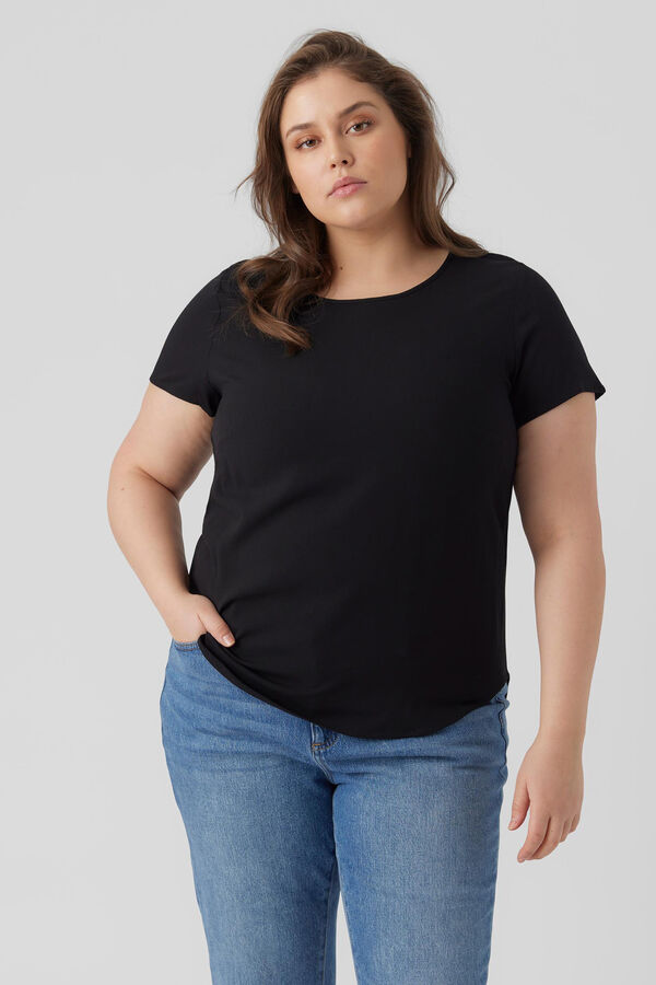 Cortefiel Plus size essential T-shirt Black