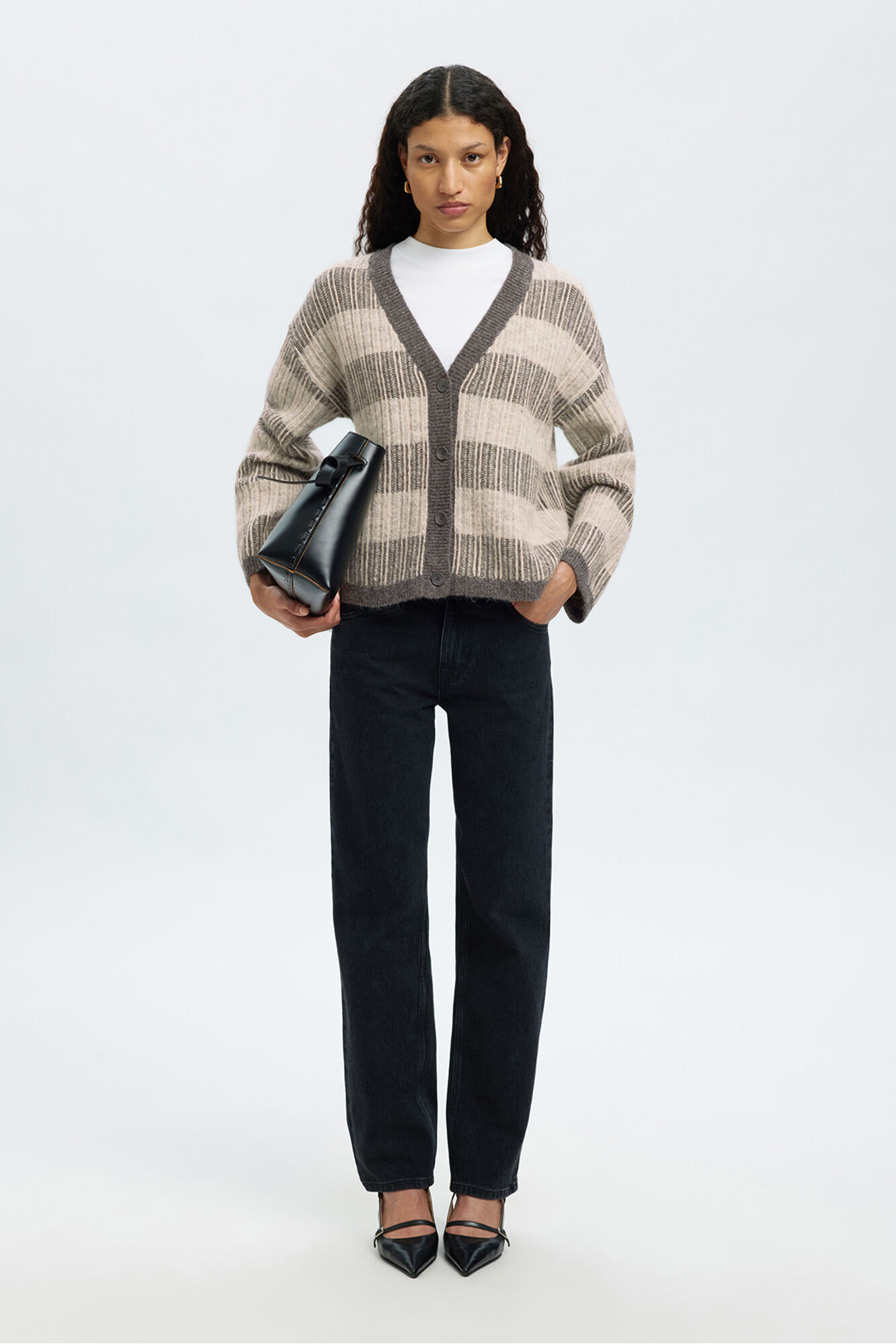 Selected Casaco de malha de gola em bico de alpaca e l&atilde;