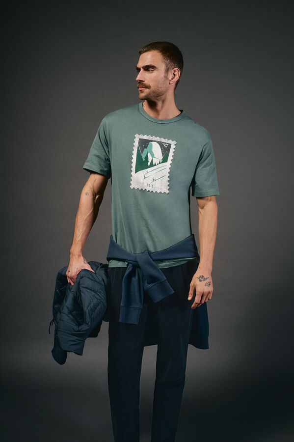 OOTO Camiseta gráfica lavada Turquesa