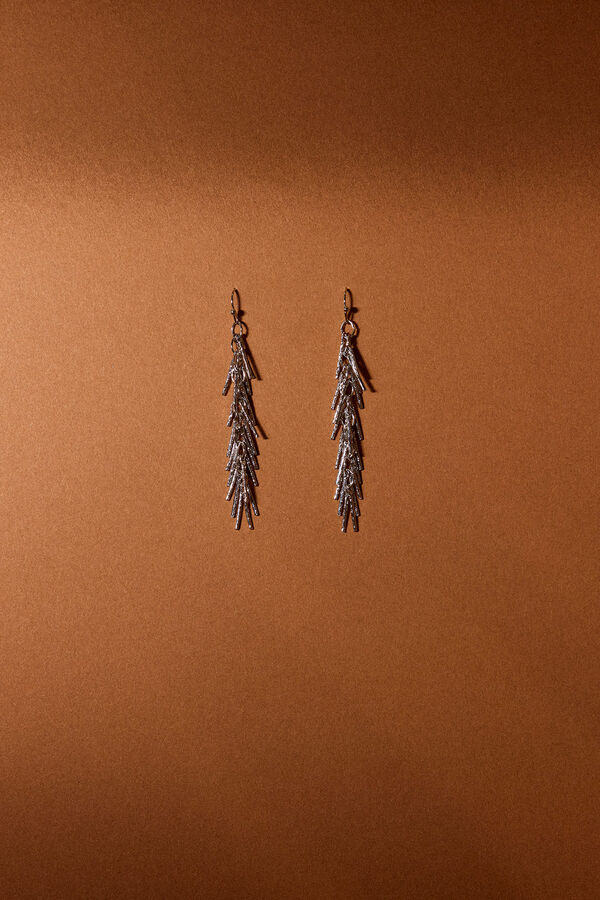 Slowlove Pendientes flecos cadena Gris