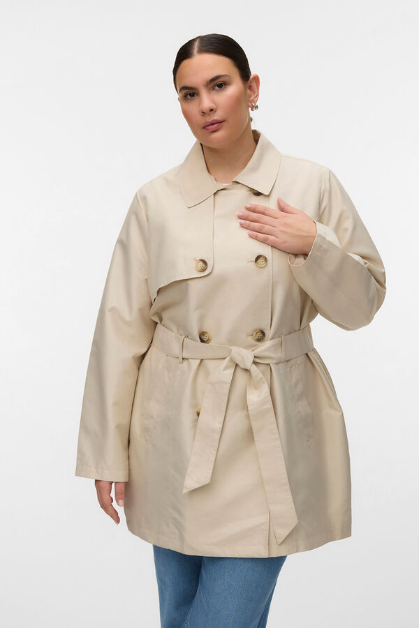 Vero Moda Curve Gabardina curta tamanhos grandes Tostado