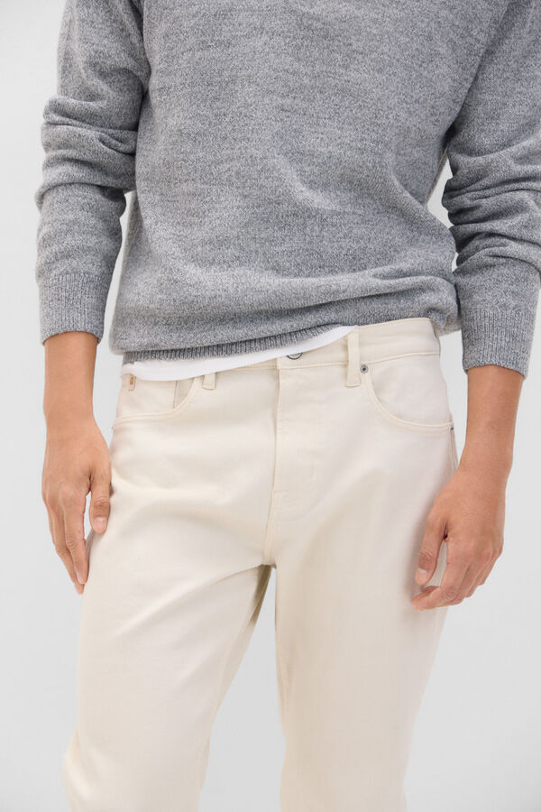 Cortefiel 5-pocket regular fit coloured trousers Ivory