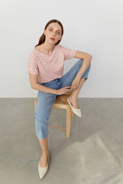 Cortefiel Striped boat neck T-shirt Pink