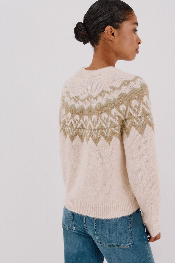Cortefiel Fair Isle jacquard sweater Ivory
