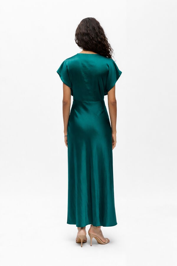Object Satin-finish long dress Turquoise