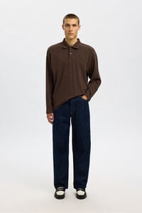 Selected Polo jacquard de manga manga 100% algodão orgânico