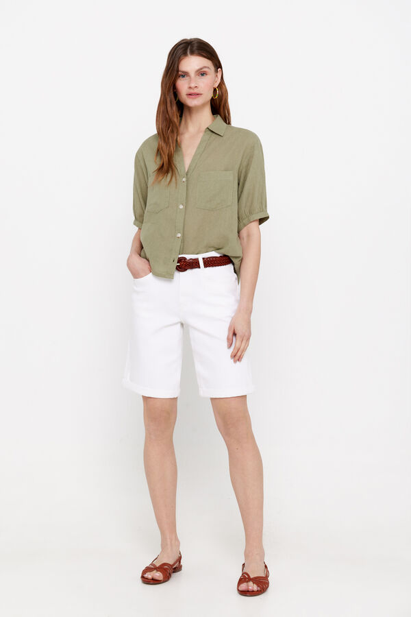 Cortefiel Essential coloured denim Bermuda shorts White