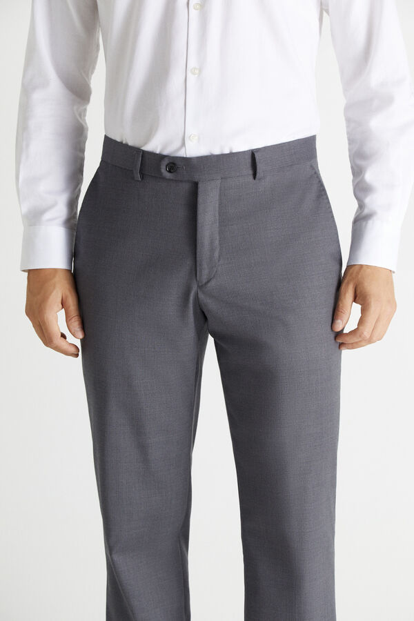 Cortefiel Striped slim fit stain resistant trousers Grey