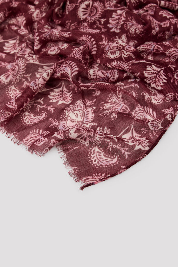 Cortefiel Floral scarf Printed red