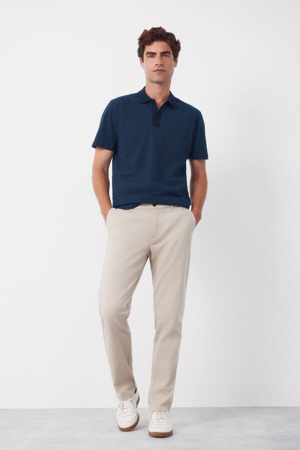 Cortefiel Textured polo shirt Navy