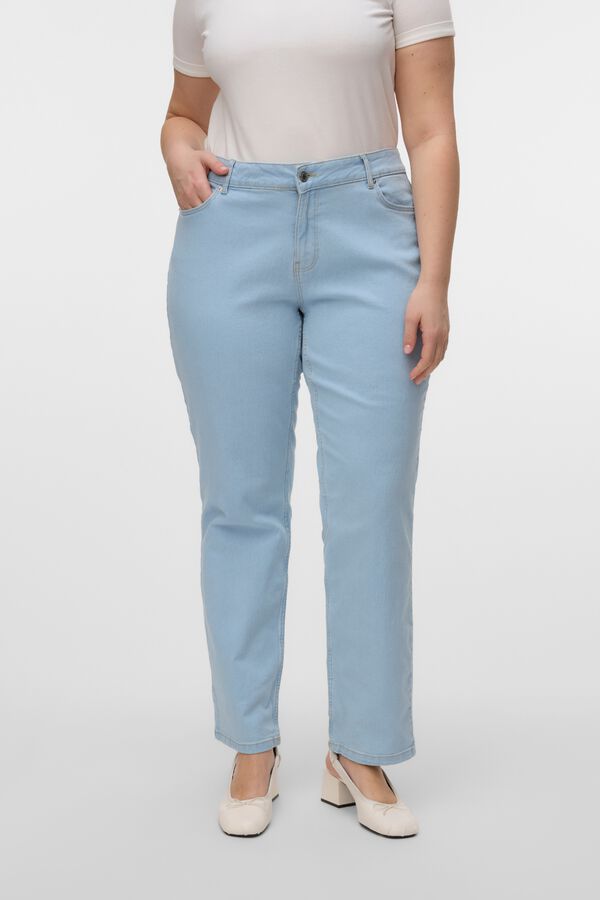Vero Moda Curve Pantal&oacute;n vaquero de corte recto talla grande Azul