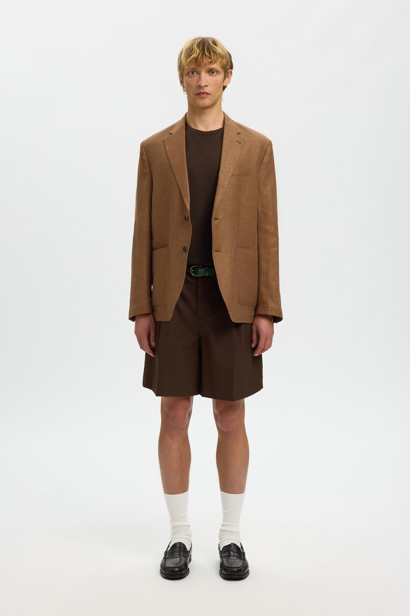 Selected Linen jacket with flap