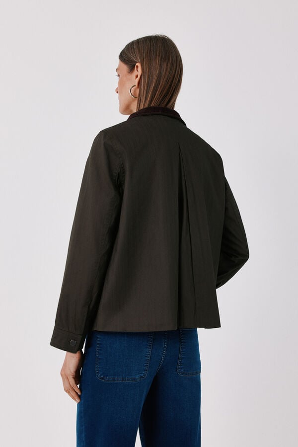 Cortefiel Short waxed parka Dark brown