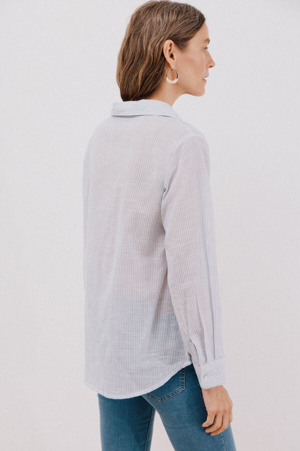 Cortefiel striped cotton shirt Printed blue