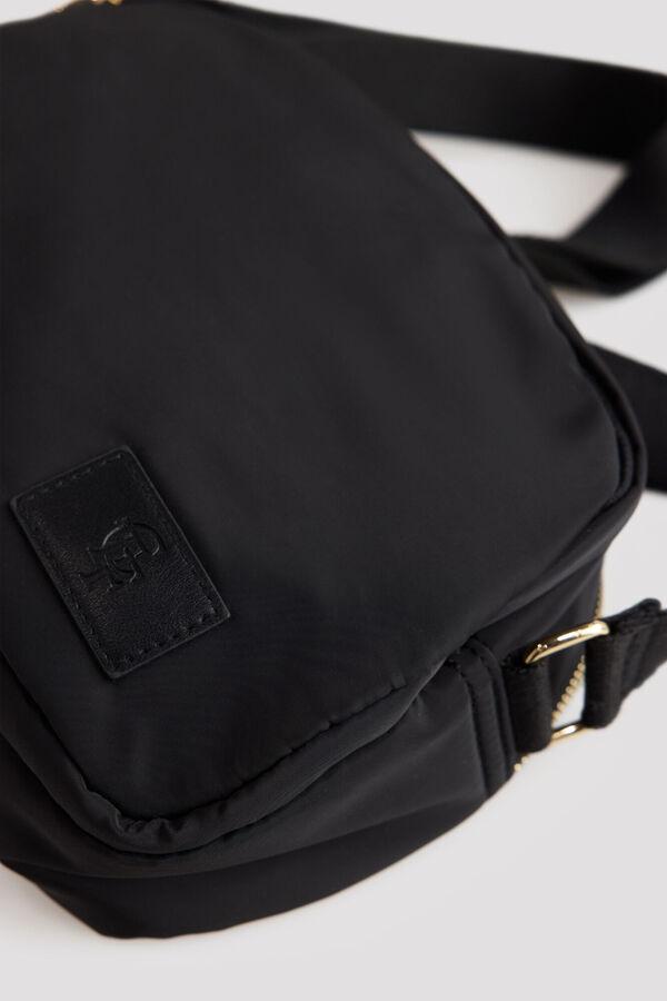 Cortefiel Puffer fabric crossbody bag Black
