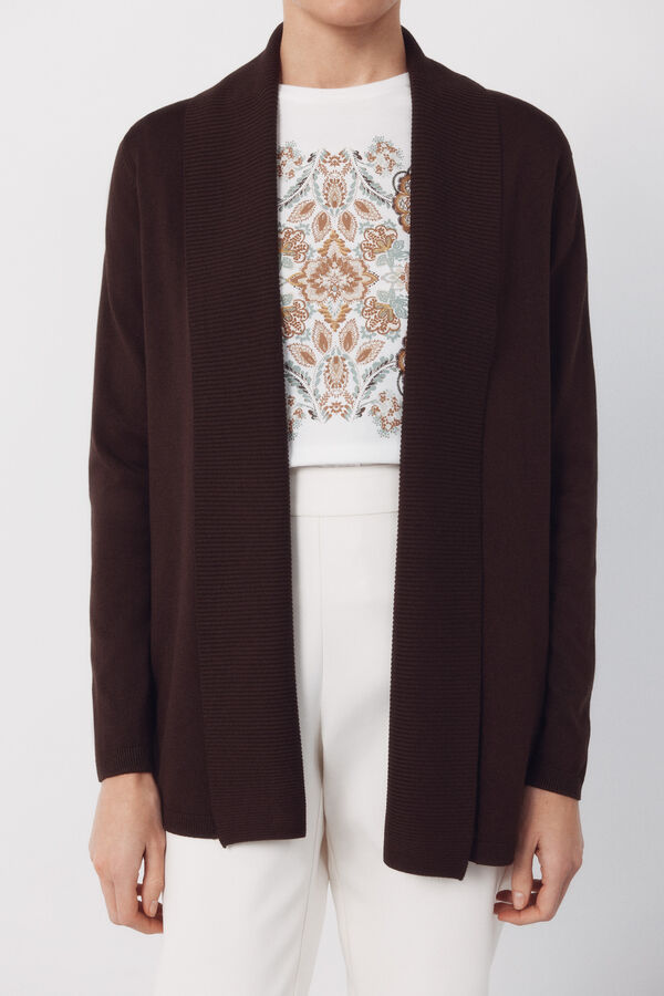 Cortefiel Cardigan with shawl neckline Dark brown