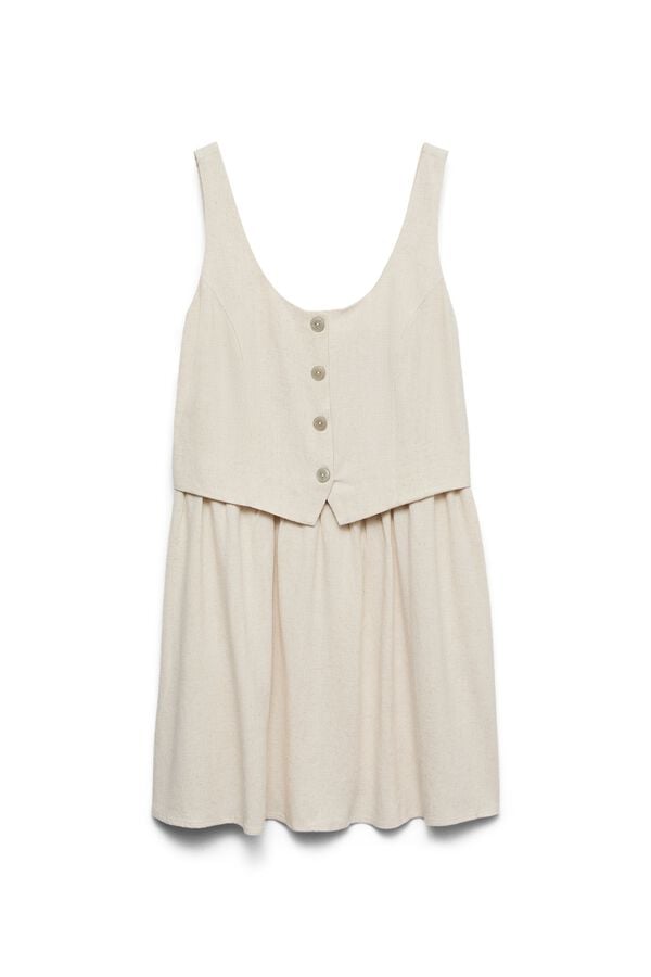 Vero Moda Vestido curto em linho Tostado