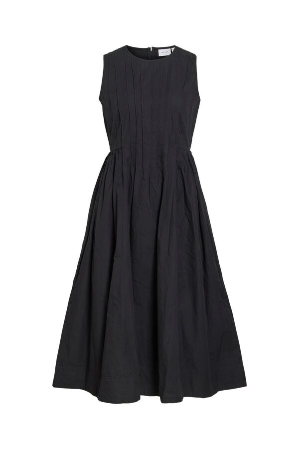 Vila Vestido midi em algod&atilde;o org&acirc;nico Preto