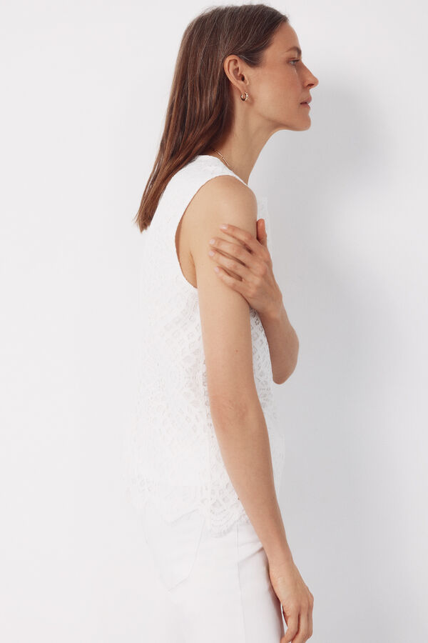 Cortefiel Top guipur White