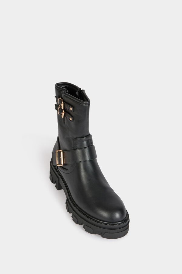 Morgan Botines biker con hebillas Negro
