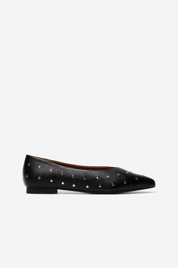 Cortefiel Studded ballet flats Black