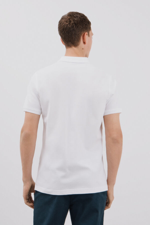 Cortefiel Essential slim fit piqué polo shirt White