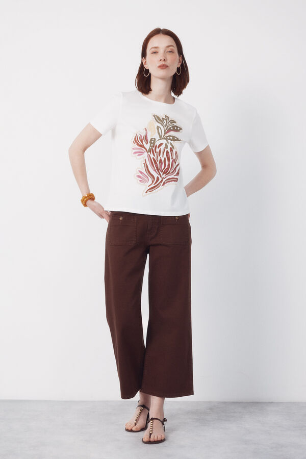 Cortefiel Printed t-shirt Printed white