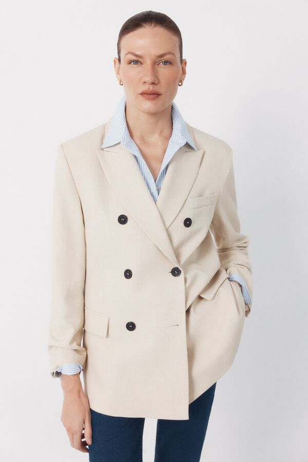 Cortefiel Blazer with large lapels Ivory