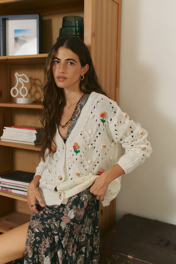 Jaase Casaco de malha Garden Branco