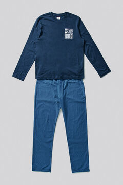Cortefiel Conjunto pijama de malha e tecido em caixa presente Azul