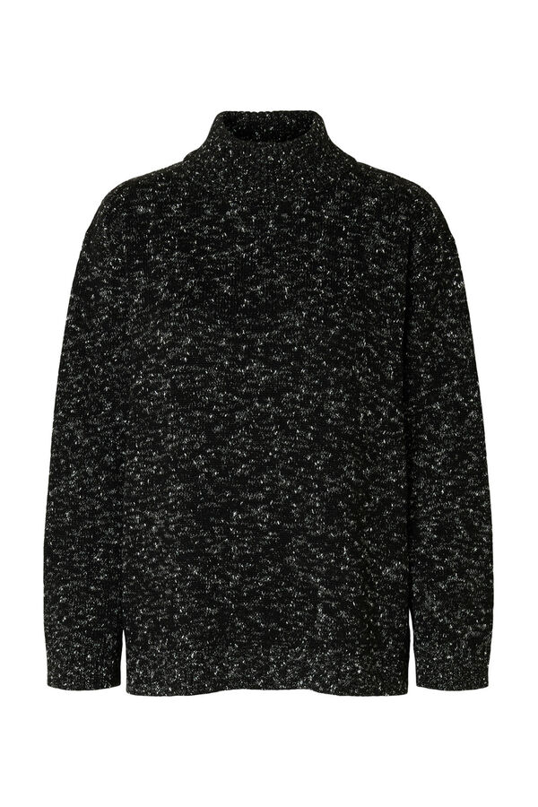 Selected Camisola de gola de algodão orgânico  Preto